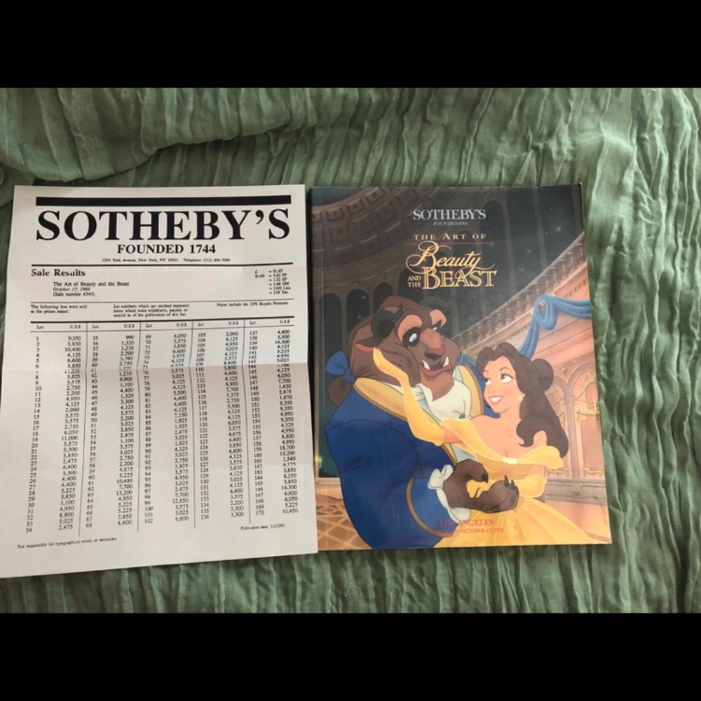 Sothebys Disney The Art Of Beauty and the Beast Catalog 1992
